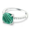 thumbnail image 3 of Gem Stone King 925 Sterling Silver Green Malachite Ring for Women (3.12 Cttw, Cushion 8MM, Available in Size 5, 6, 7, 8, 9), 3 of 5