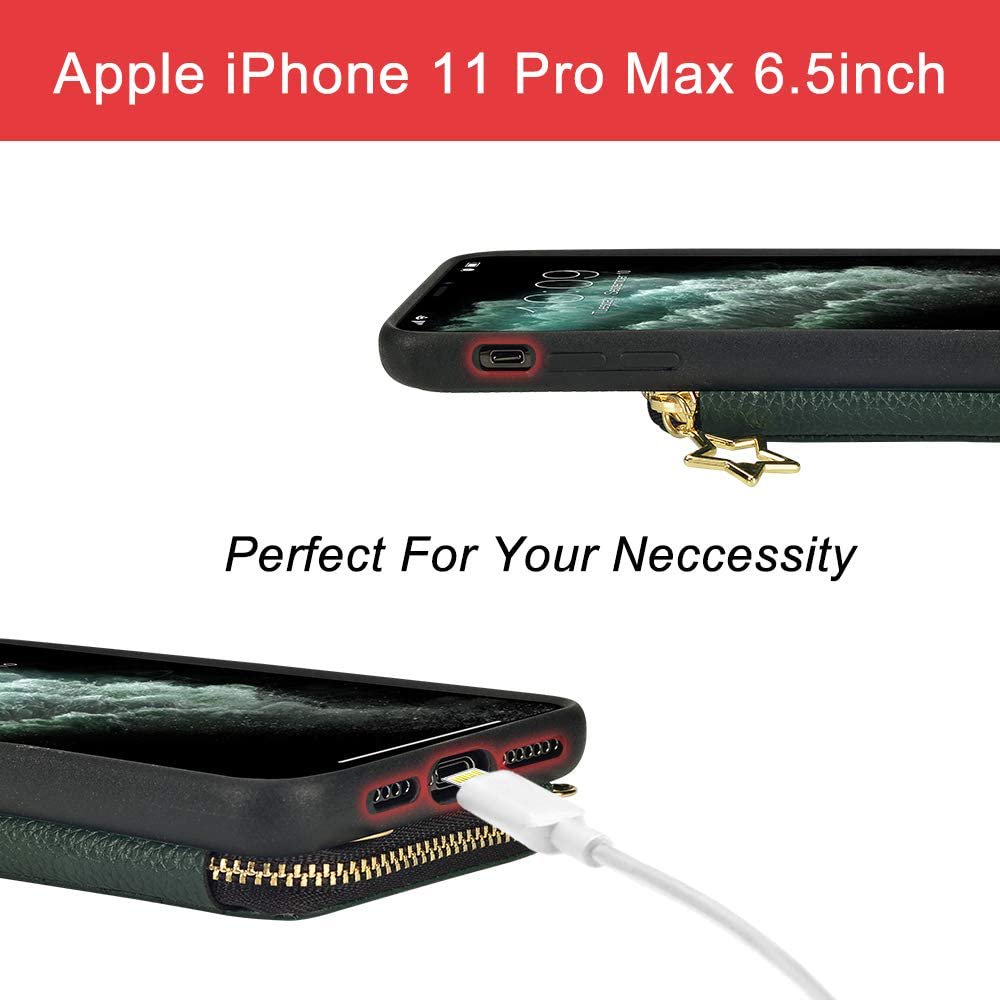iPhone 11 Pro Max Wallet Case, ZVEdeng Zipper Wallet Case Card