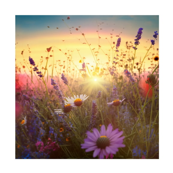 Canvas Wall Art - Ray Heere 'Flowering Fields 7' Wall Art for Living Room, Bedroom, or Office Décor by Trademark Fine Art - 14 x 14 Inches