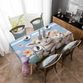 thumbnail image 4 of Spring Easter Sheep Rectangle Tablecloth, Colorful Eggs Floral Botanical Blue Striped Waterproof & StainResistant Tablecloth, Washable Oil-proof Table Cover for Dining/Party/Wedding/Buffet 52x70 In, 4 of 9