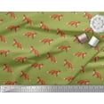 thumbnail image 2 of Soimoi Green Moss Georgette Fabric Fox Animal Print Fabric by the Yard 42 Inch Wide, 2 of 3