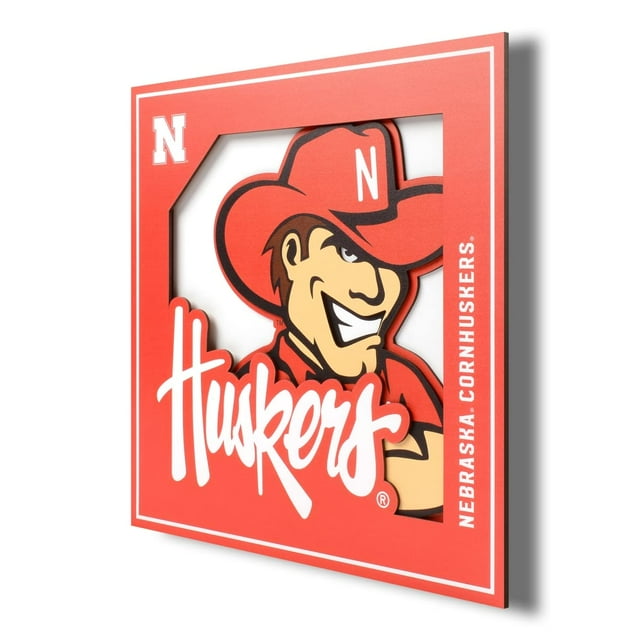 YouTheFan NCAA Nebraska Cornhuskers - Arte de pared con logotipo 3D, 12 x 12