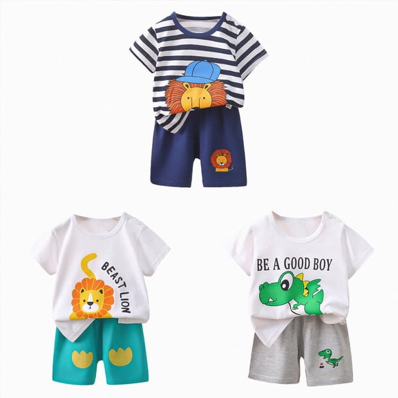 Gerichy Toddler Boys Clothes Summer Outfit Sets 6Pcs T Shirt Short Sleeve Top Car Printed Baby Clothes 1t 2t 3t 4t 5t 6t