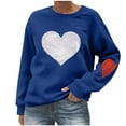 thumbnail image 2 of SYMOID Womens Sequin Heart Crewneck Pullover - 100% Polyester Loose Sweatshirt with Red Heart Elbow Patches, Navy, Sizes S-XXL,Size S, 2 of 5