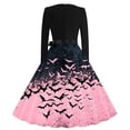 thumbnail image 4 of Iyufng Womens Halloween Gradient Bat Long Sleeve Dresses with Black Sash Bow Flared Midi Dress Vintage Party Costume, 4 of 6
