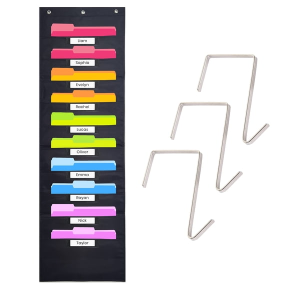 Wall Organizer for Office, 10 Tier Vertical Wall Mount File Holder – Hanging Wall File Organizer, Heavy Duty Storage Pocket Chart for Classroom, File Folder Wall Organizer for Office