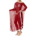 thumbnail image 3 of HAPPY BAY Women's Summer Loungewear Sheer Solid Casual Cover Up Relaxed Caftan Maxi Dresses for Women Plus Size XL-XXL Red, Pom Pom Lace, 3 of 5