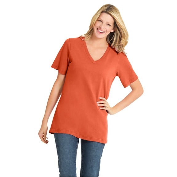 Woman Within Women's Plus Size Perfect Short-Sleeve V-Neck Tee Shirt