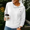 thumbnail image 4 of Sevevn Women's Asymmetric Button Cowl Neck Sweatshirt Raglan Long Sleeve Soft Pullover Casual Loose Fit Top White S, 4 of 5