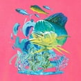 thumbnail image 2 of Wild Bobby, Classic Fresh Mahi Classic Nautical Fish, Fishing, Front and Back Garment-Dyed Short Sleeve Tees, Neon Pink, Large, 2 of 3