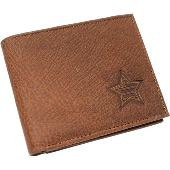 Marshal USA Star RFID Blocking Real Leather Bifold Trifold Wallet for Men Bifold