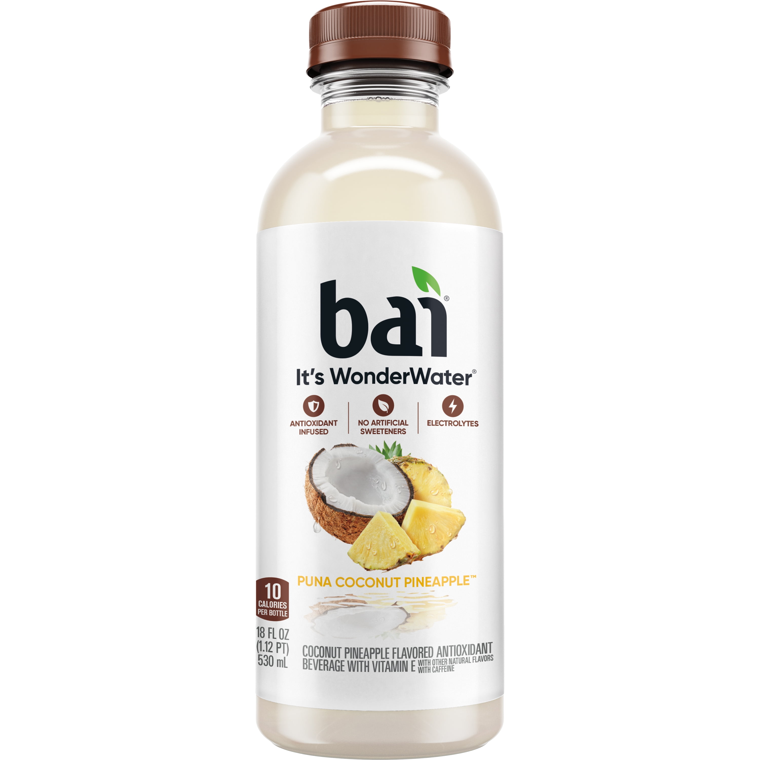 Bai Puna Coconut Pineapple Antioxidant Infused Water Beverage, 18 fl oz, 12 Pack Bottles