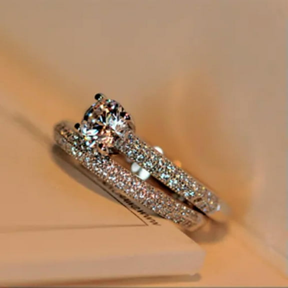 1ct Topaz Women's Engagement Unique AAA 925 Silver Band Wedding Ring Sets Sz 4-9