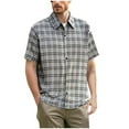 thumbnail image 2 of Awdenio Mens Shirts Casual Plaid Turndown Collar Poket Casual Short Sleeve Buttons Shirt Stretchy, Comfortable Fit for Summer, 2 of 6