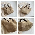 thumbnail image 6 of Yucurem Women Handbag Bohemian Straw Armpit Bag Large Woven Shopping Bags (Beige), 6 of 10