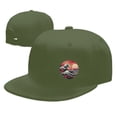 thumbnail image 4 of DouZhe Cap Flat Brim Chapeau Snapback, Rétro Japonais Vagues Imprime Réglable Vert Adulte Baseball Cap, 4 of 6