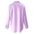thumbnail image 4 of Women Satin Long Sleeve Shirt, Imitation Silk V Neck Blouse, Casual Daily Loose Fit Button Down Tops, 4 of 4