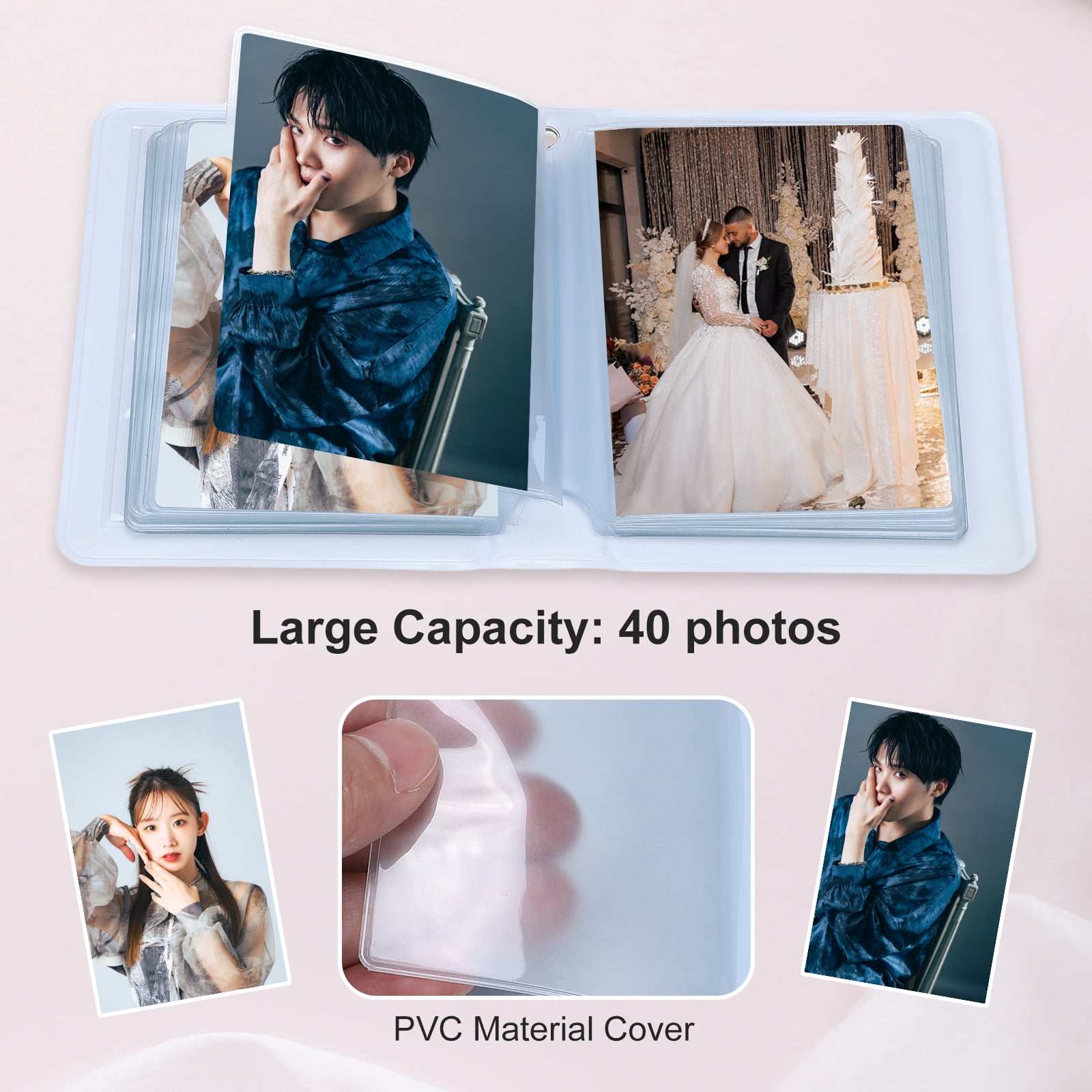 Unique Bargains Mini Photocard Binder Butterfly Hollow Album for Cards Storage Pink