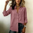 thumbnail image 6 of GUACER Blouses for Women 3/4 Sleeve Corduroy Button Down Shirts Relaxed Fit Collared Top for Fall Casual Wear, 6 of 8
