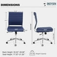 thumbnail image 3 of Okeysen Armless Office Desk Chair, Mid Back Ergonomic Swivel Conference Room Chair, Adjustable Height PU Leather Home Desk Chair, Modern Small Rolling Computer Task Chair, Navy Blue, 3 of 16
