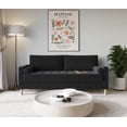 thumbnail image 1 of HMD Astoria Linen Square Arm 3-Seater Sofa With 2 Throw Pillow, Black, 1 of 5