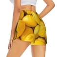thumbnail image 3 of Xecao's Ripe Yellow Lemon for a double-layer running short for women, perfect for gym, tennis, and more, featuring a convenient pocket., 3 of 9