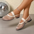 thumbnail image 6 of Miluxas Women's Mesh Ballet Flats Round Toe Fishnet Ballerina Flats Buckle Strap Mary Jane Ballet Flats for Parties or Casual Dress Shoes White 8.5(42), 6 of 9