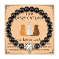 thumbnail image 3 of Pulsera de gato de piedra con imán negro, pulsera de gato atigrado naranja, pulsera de regalo para mujer loca con cabeza de gato plateada, 3 of 6