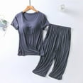 thumbnail image 4 of Lxkfashion Under $10 Grey Womens Pajamas Sets 2 Piece Lounge Set Short Sleeve Tops and Long Pants Soft Pjs Loungewear XL, 4 of 4