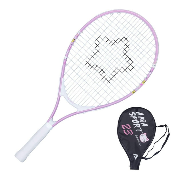 Raqueta de Tenis AMA SPORT Rosa y Amarillo para Niños Pequeños con Correa de Hombro