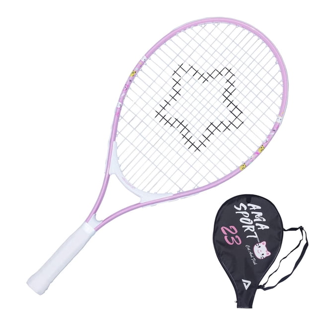 Raqueta de Tenis AMA SPORT Rosa y Amarillo para Niños Pequeños con Correa de Hombro