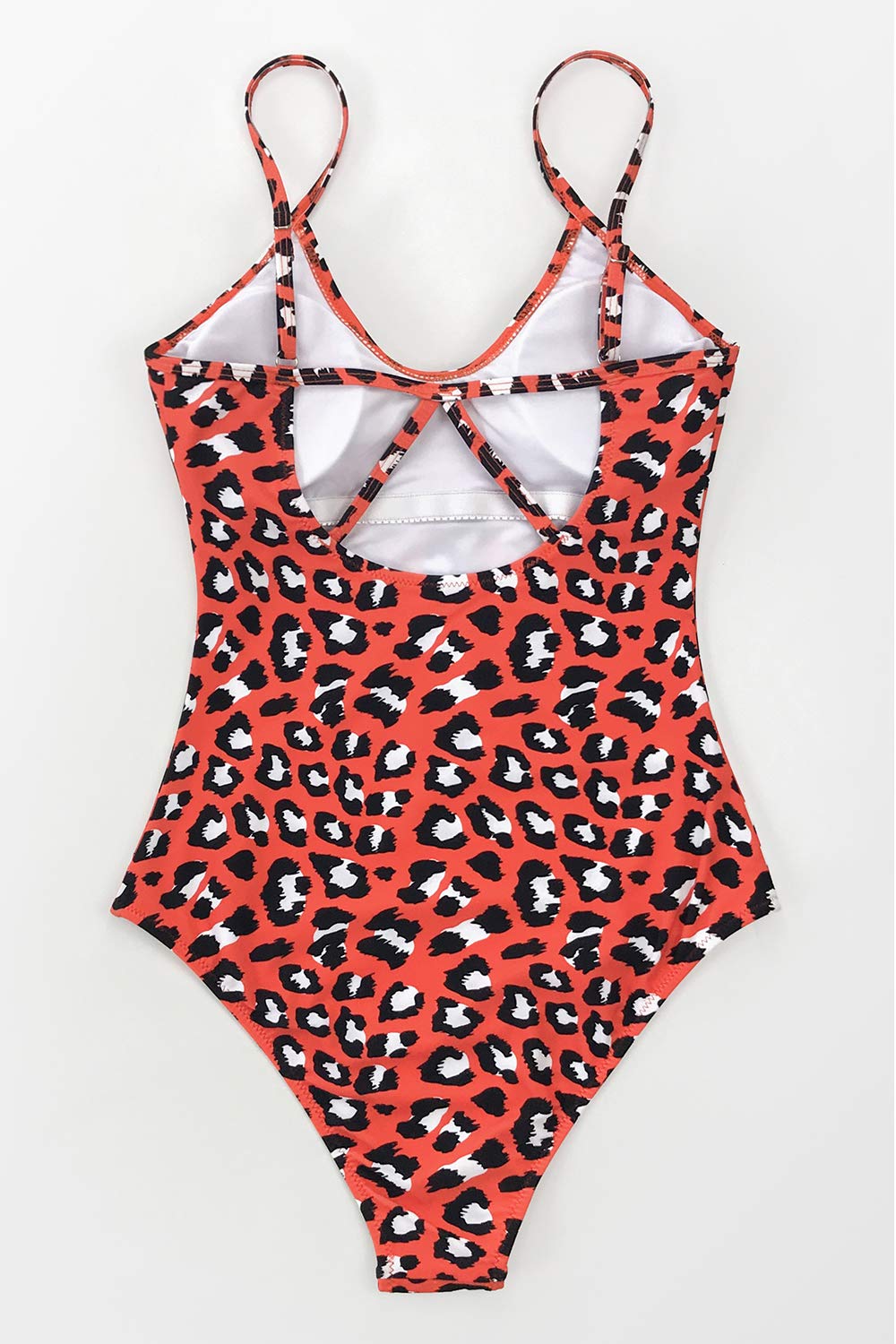 Cupshe Women's Red Leopard Print V Neck One Piece Swimsuit Cutout Monokini - image 2 of 7