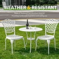 thumbnail image 4 of PATIO-IN Outdoor Patio Bistro Set 3 Piece Cast Aluminum Bistro Table and Chairs Set of 2 with 1.97" Umbrella Hole for Garden,Patio,White, 4 of 7