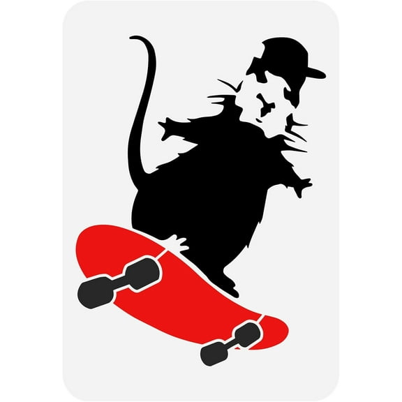 Banksy Skateboard Rat Stencil 8.3x11.7inch Reusable Banksy Theme Painting Template DIY Banksy Mouse Drawing Stencil Animal Stencil for Painting on Wood Wall Fabric Furniture 1pc