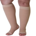 thumbnail image 2 of Calcetines de Compresión TUNC 4XL 20-30 mmHg Medias de Soporte Bariátrico Graduado Opaco Tobillo Extra Ancho Linfedema Talla Grande XXXX-L Puntera Cerrada 2 Piezas Beige Negro, 2 of 3