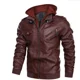 thumbnail image 5 of Chaqueta de cuero con capucha desmontable para hombre, chaqueta Retro clásica para montar en moto de nieve al aire libre, Otoño e Invierno, 5 of 5