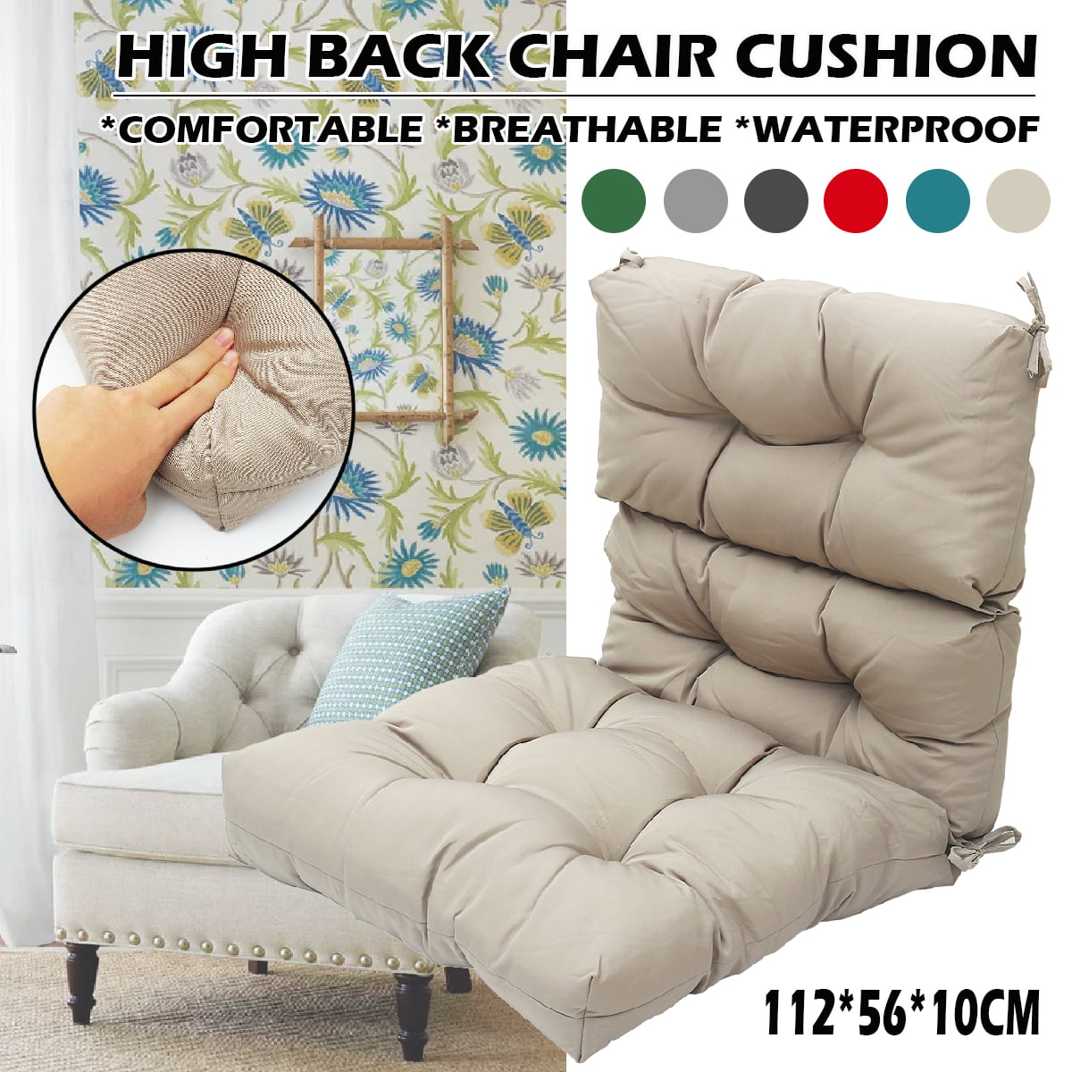 High Back Rocking Chair Cushion, Adjustable Car Back Cushion, Indoor
