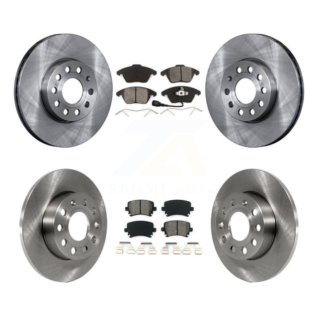 Transit Auto Front Rear Disc Brake Rotors and Semi-Metallic Pads Kit for Car 2006-2009 Volkswagen Rabbit with 288mm Diameter Rotor K8S-101298