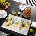 thumbnail image 3 of Sunflower Placemats Set of 4, Vintage Beige Bee Farm Botanical Flower Placemats for Dining Table, Place Mats for Kitchen Tabletop, Waterproof Wipeable Dining Table Mats Set, 3 of 9