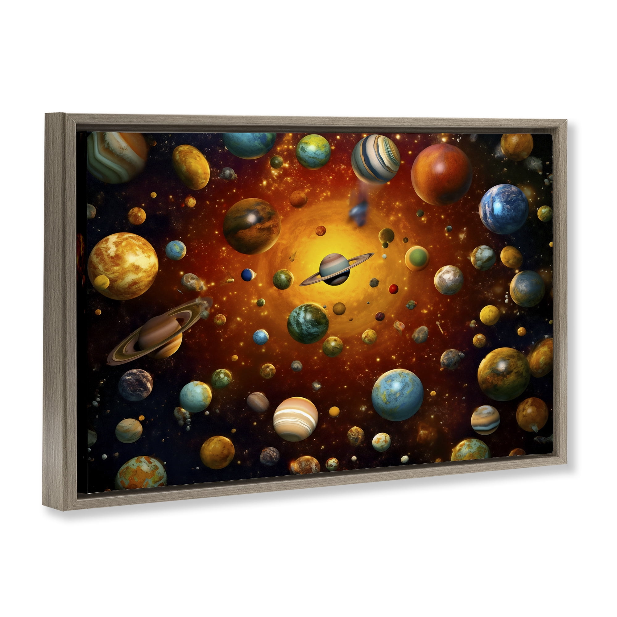 Stupell Industries Cosmic Marbles Galaxy Brown Framed Floater Canvas Wall Art, design by Ray Powers