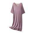 thumbnail image 4 of Sakmal Women Moomoo Cotton Nightgowns Short Sleeve House Dress Crew Neck Solid Cute Ladies Nightgown 3XL, 4 of 5