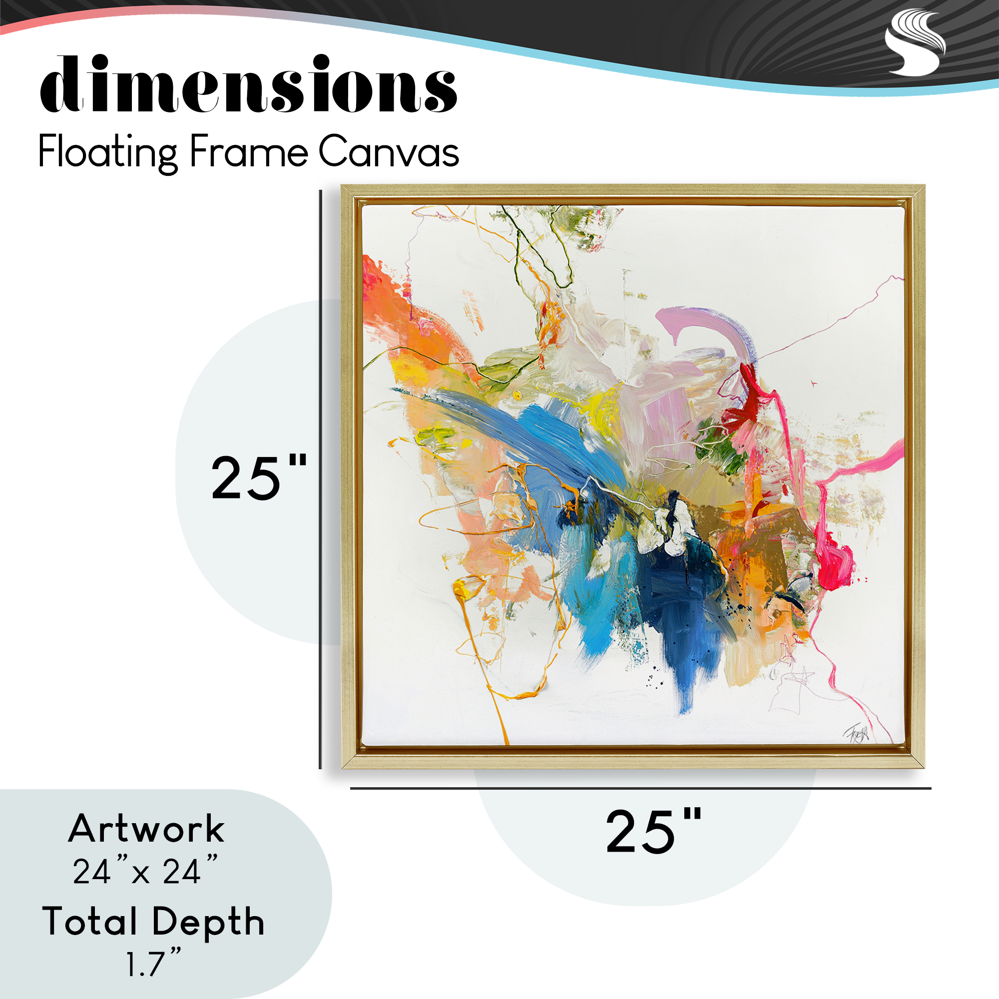 Confident Pink Abstraction Gold Framed Floater Canvas Wall Art, design by Design Fabrikken