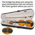 thumbnail image 6 of Tcbosik 4/4 Full Size Violin Set with Hard Case and Sordine, Fiddle Beginner Set with Bow, Rosin, Extra Strings and Shoulder Rest, Natural, 6 of 11