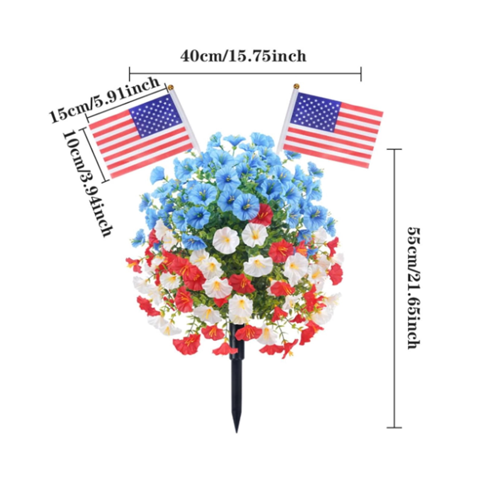 Morning Glory Artificial Flowers, Outdoor Holiday Decorations, Red White and Blue Decorations, Uv Resistant Outdoor Artificial Flowers, Lawn Placement, Multi Color, 2 Pc