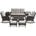 thumbnail image 3 of Opohoro 8-Piece Outdoor Patio Fire Pit Set with Sofa and Flat Arm, 43" Fire Pit Table, Propane Tank Cover for Deck Backyard, 3 of 20