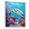 thumbnail image 2 of Designart "Submerged Turtle Seascape" Coastal Coral Under Water Floater Framed Canvas Prints, 2 of 5