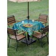 thumbnail image 4 of Outdoor Tablecloth with Umbrella Hole for Patio/Picnic/Party/Camping, Summer Hippo Waterproof Table Cloth Square Cover Washable, Blue Ocean Oil Painting Swimming Ring (60"x 60"), 4 of 8