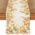 thumbnail image 1 of Camino de mesa de otoño con hojas de eucalipto beige, decoración de mesa de comedor de cocina de temporada otoñal para fiesta en casa al aire libre de 13 x 72 pulgadas, 1 of 5