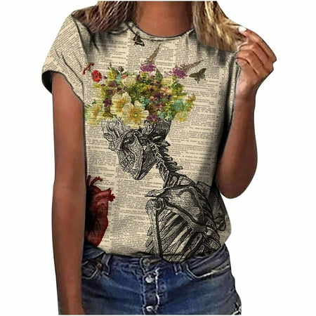 

Womens Tops Oversized T Shirts for Women Women s Trendy Tops Funny Printe Casual Loose Fit Tee Shirts Blouse Print Shirt Backless Top Summer Savings Clearance 2022 White Crop Top Yellow S