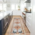 thumbnail image 4 of Findosom 2'x8' Vintage Boho Runner Rug Washable Non-slip Area Rug,Hallway Indoor Farmhouse Bedroom Kitchen Living Room Non Shedding Runner, Contemporary Low Plie Floor Carpet Doormat,Orange, 4 of 9